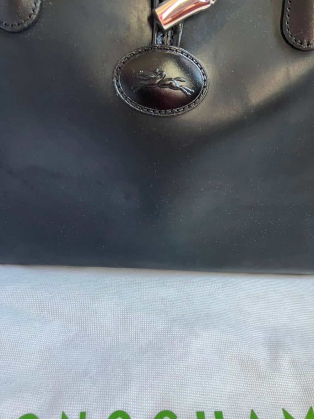 Longchamp Roseau Black Leather Tote Briefcase with Silver Accent - Picture 2 of 15